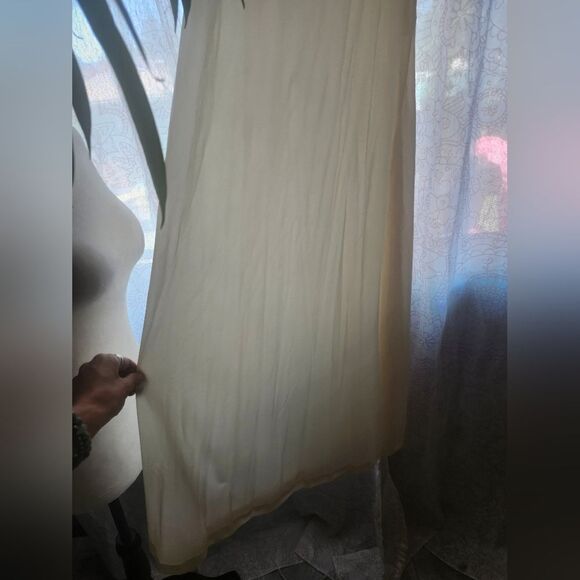 Vintage Cream Lace Satin Slip Dress Lingerie Sexy Spaghetti Strap Maxi 50s Vday - Picture 5 of 10